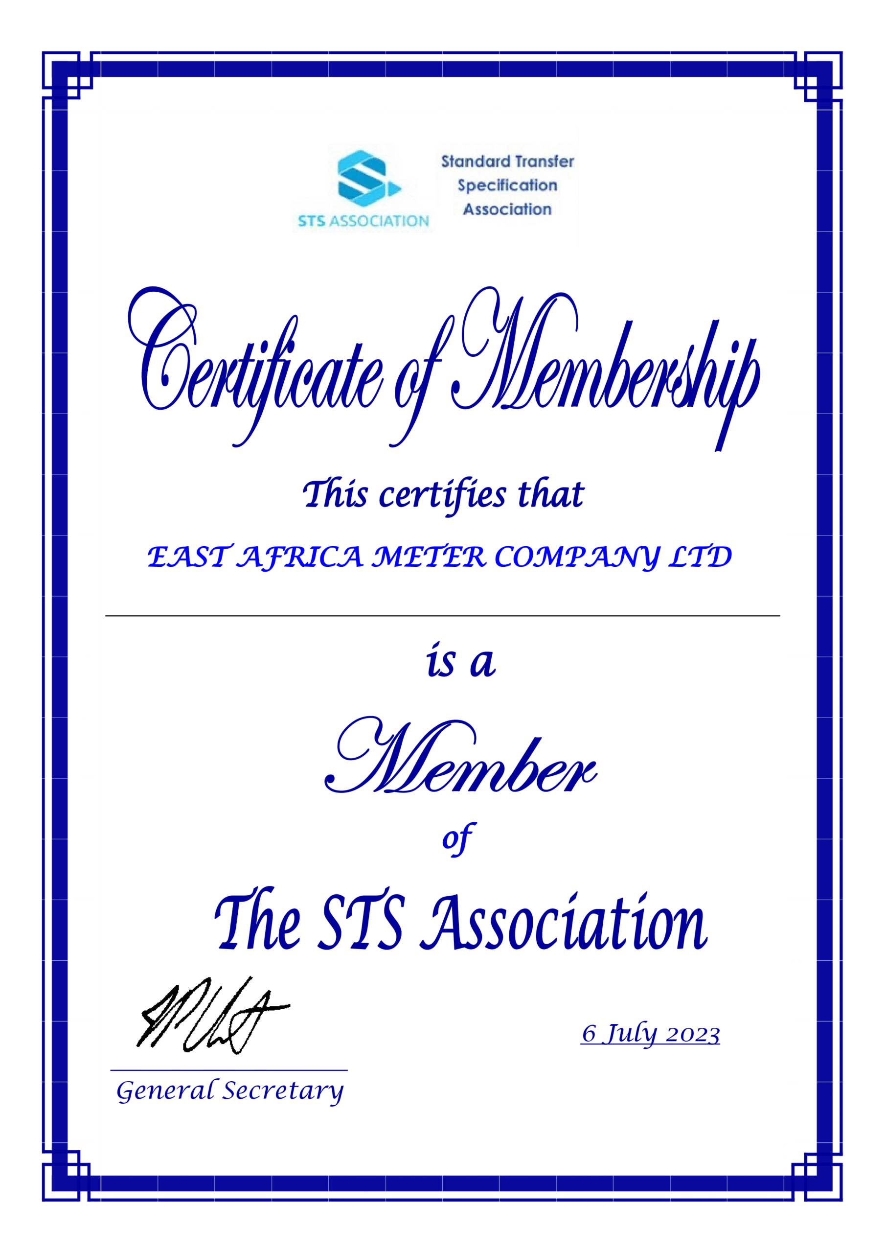 STS Certificate - MEMBERSHIP-01